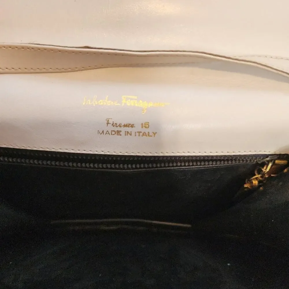 SALVATORE FERRAGAMO WHITE SATCHEL BAG